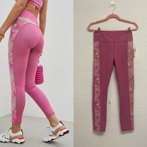 Anthropologie Pink Yoga Pants, Daily Practice, Floral Accents, Size S